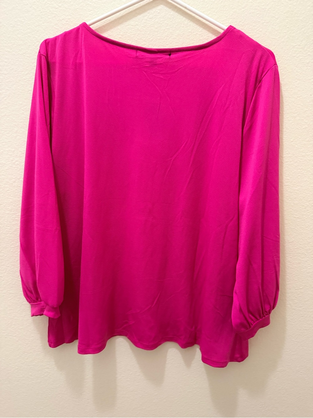 Adrienne Vittadini Bright Fuchsia Button-Front V-Neck Blouse - Picture 7 of 8